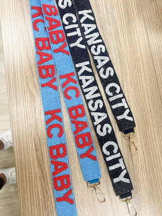 Beaded Purse Straps - KC Baby Teal/Red