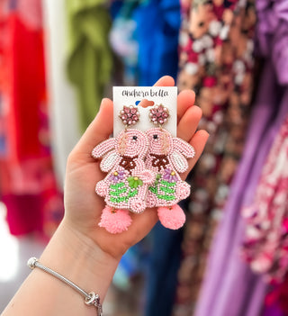 Pom & Bunny Earrings - Pink