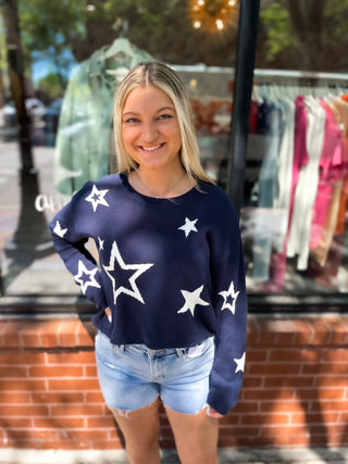 Seeing Stars Sweater - Navy