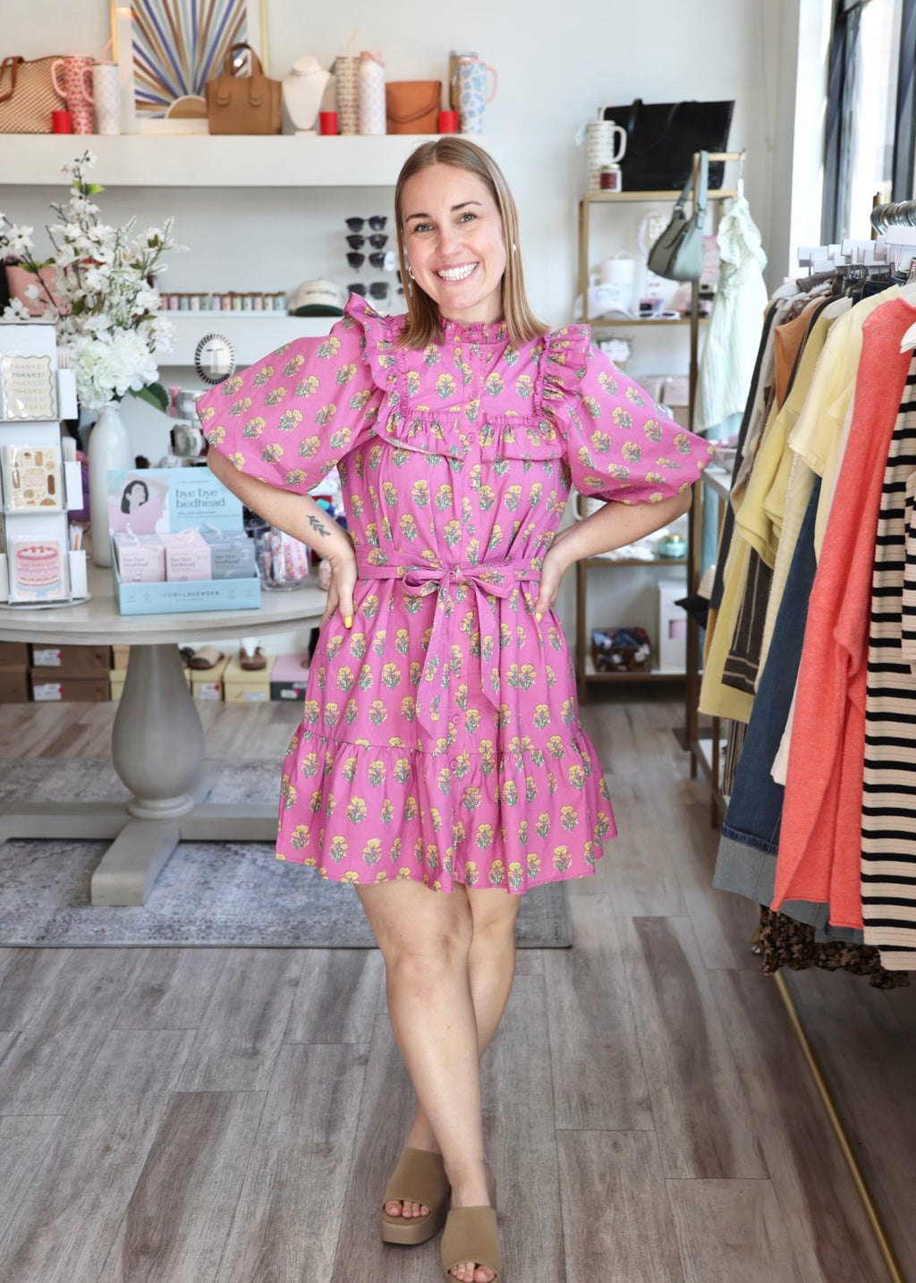 orchid mini dress Floral Cluster Size:L/XL | Preorder ships in ~1-2 weeks 5xcollection Green Boho Dress - Hand wash