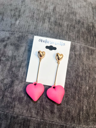 Dangle Heart Drop Earrings
