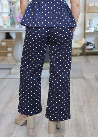 Polka Dot Set Pants - Navy