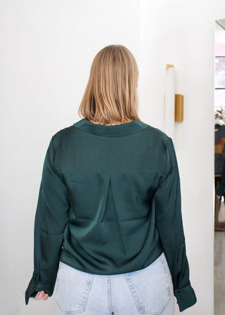 Ana Satin Top - Garland Green
