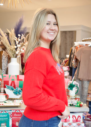 Merry Tinsel Graphic Sweater - Red