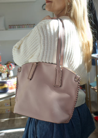 Micah Whipstitch Tote - Mauve