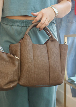 Maddox Paneled Satchel Bag - Chocolate