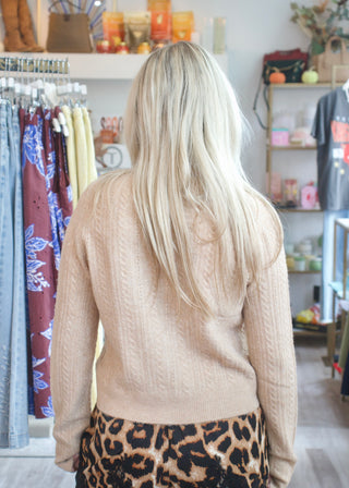Medina Pointelle Cardigan - Macaroon