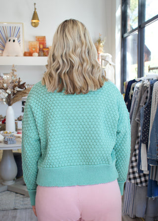 Textured Raw Edge Sweater - Pistachio