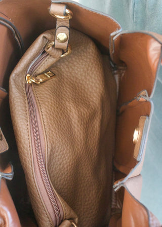 Maddox Paneled Satchel Bag - Chocolate