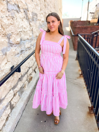 The Best Time Stripe Dress - Pink