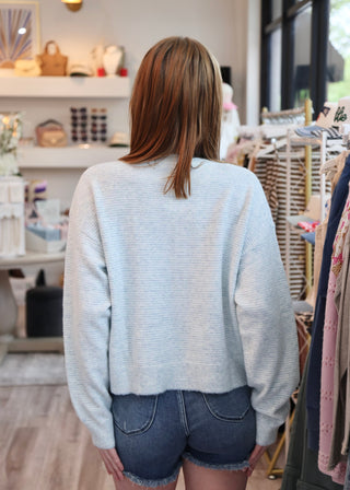 Striped Button Sweater - Mint