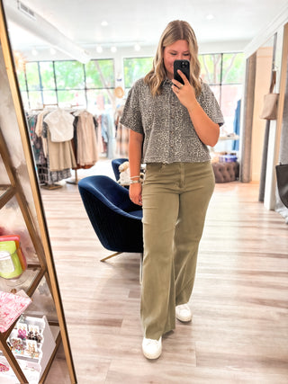 Fiona High Rise Denim - Olive Branch