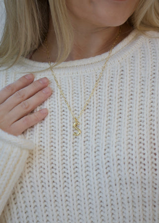 Puffy Letter Initial Necklace