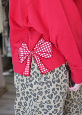 Game Day Bow Sweatshirt - Red