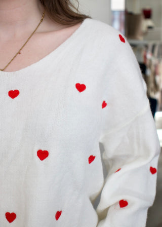 Heart Kisses Sweater - White