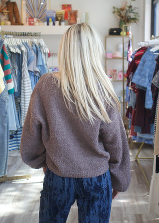 Fuzzy Pullover Sweater - Mocha