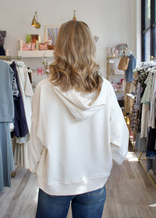 Bow Crop Hoodie - Ecru