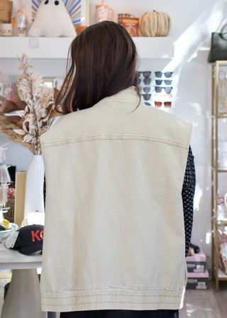 Denim High Vest - Sandstone
