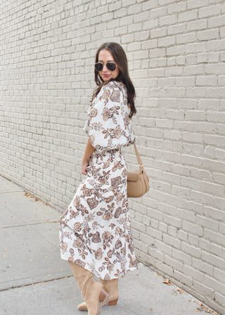 Floral Dolman Bubble Top - Brown