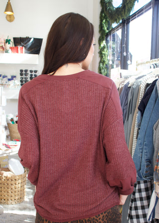 Thermal Contrast Pullover - Red Bean