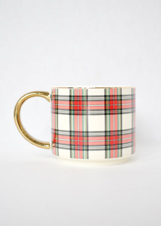 White Plaid Coffee Mug