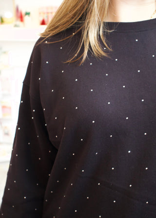 Sparkle Crew Neck Sweatshirt - Black
