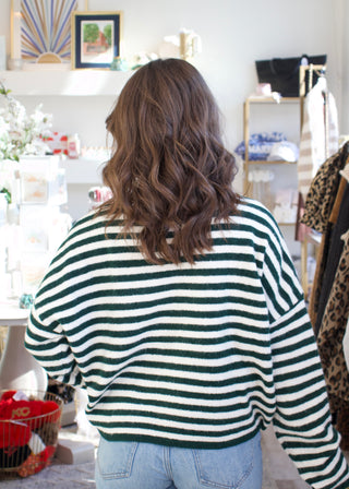 Striped Piper Cardigan - Forest