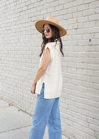 Brushed Sweater Vest - Ecru