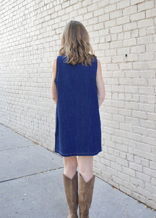 Denim Button Mini Dress