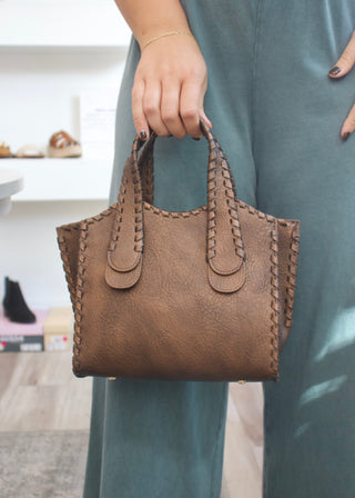 Marla Whipstitch Satchel - Cocoa Pearl