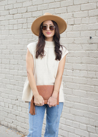 Brushed Sweater Vest - Ecru