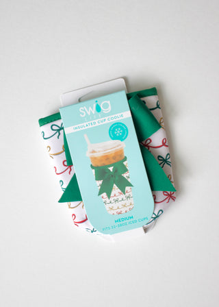 Christmas Med Iced Cup Coolie - Christmas Bows