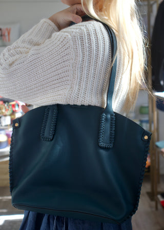 Micah Whipstitch Tote - Peacock