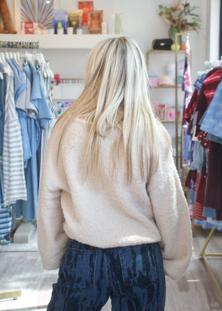 Fuzzy Pullover Sweater - Light Khaki
