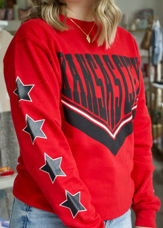 Vintage Star Sleeve Sweatshirt - Red
