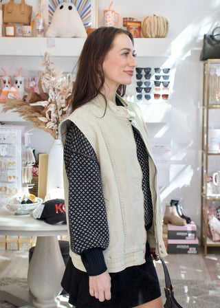 Denim High Vest - Sandstone