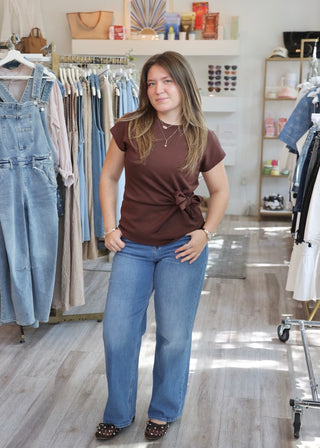 Tie Detail Top - Brown
