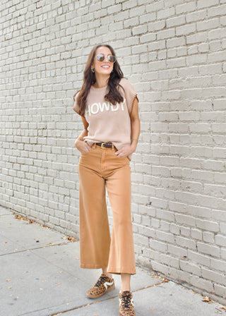 Howdy Stitch Sweater - Tan