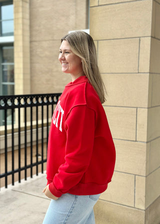 PRE-ORDER KC Reversible Mock Sweatshirt - Red
