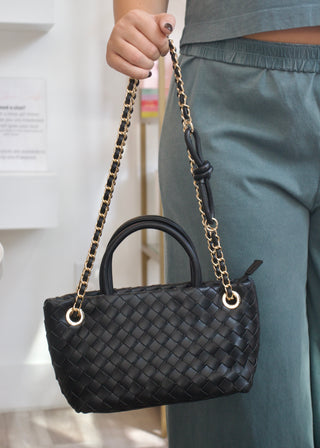 Fallon Chain Satchel Bag - Black