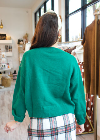 Merry Fluffy Patch Sweater - Green