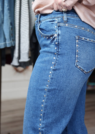 Micah Stud Denim - Slate Blue Acid