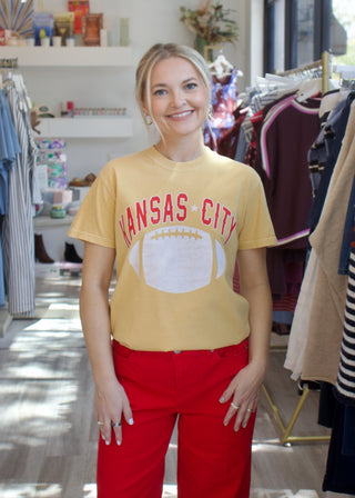 Kansas City Vintage Football Tee - Yellow