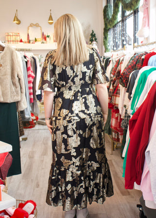 Kiera Jacquard Maxi Dress - Black