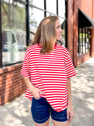 Cassandra Striped Tee - Red