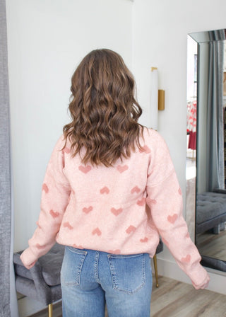 Heart Pattern Sweater - Pink