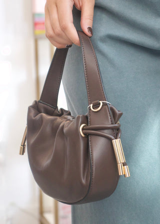 Thalia Ruched Bucket Bag - Espresso