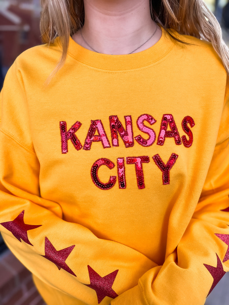 Kansas City Star Sequin Sweatshirt - Gold