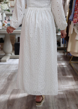 Bria Eyelet Skirt - White