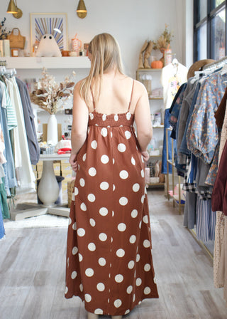 Sandy Dot Maxi Dress - Brown